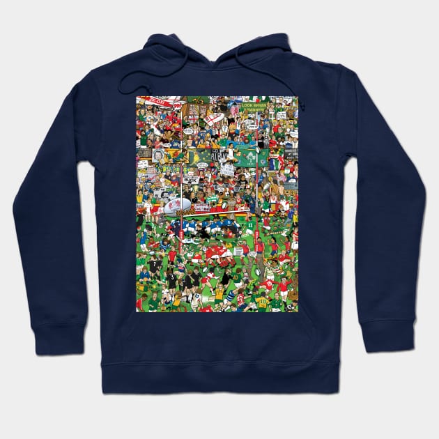 Rugby Mishmash Hoodie by roundheadillustration